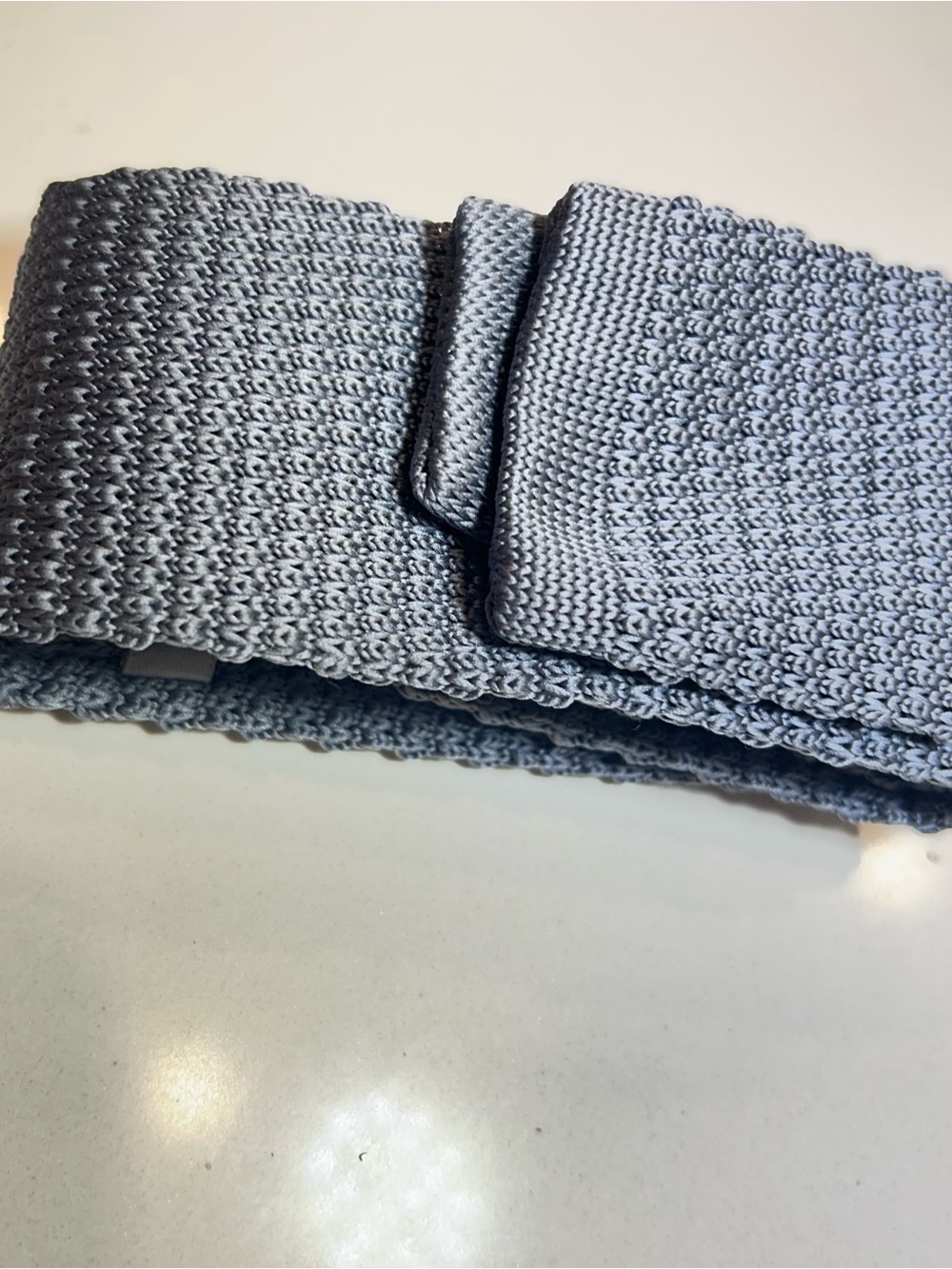 Light Gray Knit Men's Stretch Belt